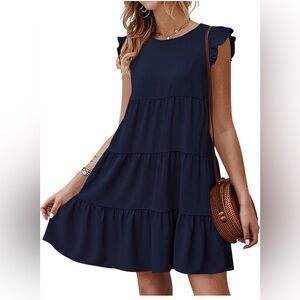 Women's Navy Tiered Swing Dress